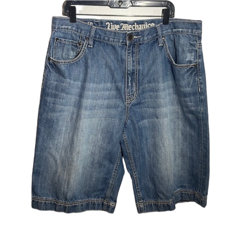 Mens Live Mechanics Baggy Fit Jean Shorts